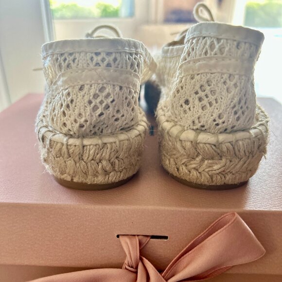 Diane von Furstenberg DVF Crochet Espadrille Beige Raffia Flats Size 36 - Picture 8 of 15